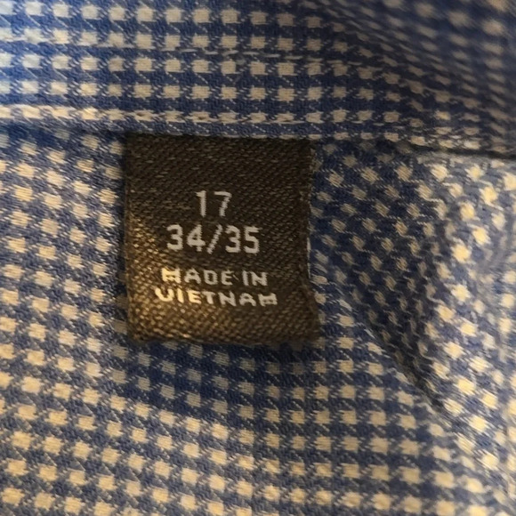Geoffrey Beene Men Long Sleeve Button Up Shirt Checked Pattern Size 17 (34/35) - Picture 7 of 13